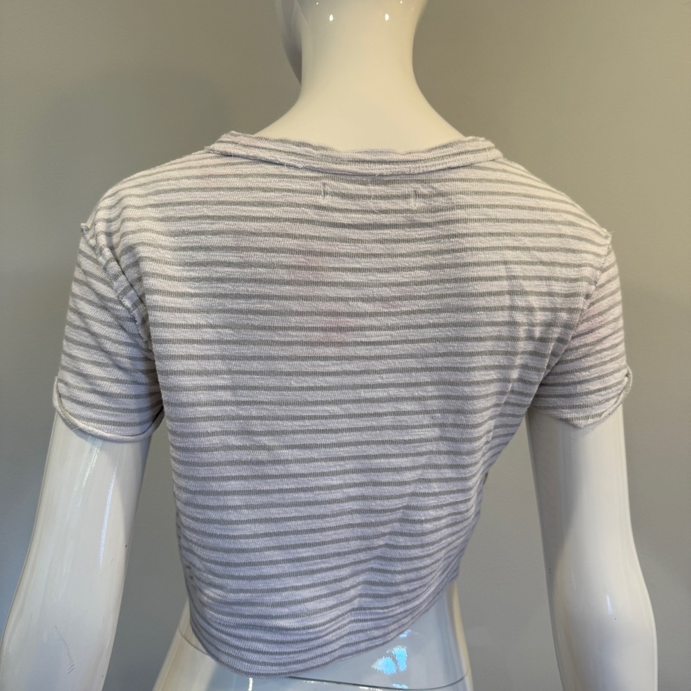 Free People We The Free Striped Sabrina Short Sleeve Cropped Top - Picture 6 of 9